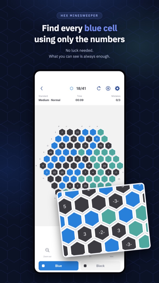 Find every blue cell using only the numbers