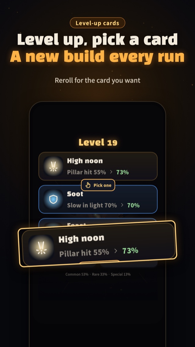 Level up, pick a card. A new build every run