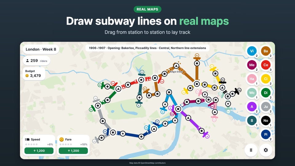 Draw subway lines on real maps