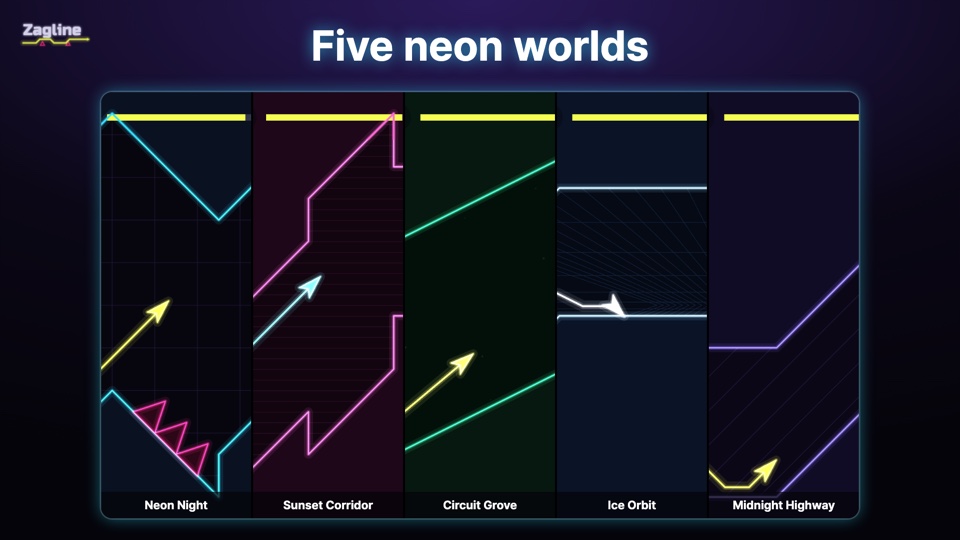 Five neon worlds